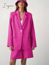 Ingvn - Fashion Trends Office Cotton Linen Outfit Spring Autumn Notched Loose Long Sleeve Blazer