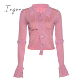 Ingvn - Fashion Trends Single Breasted Knitted Sweater Women Sexy Long Sleeve Asymmetrical