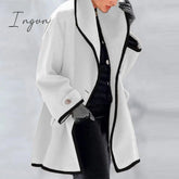 Ingvn - Fashion Trends Women Retro Single Button Solid Long Cardigan Jackets Autumn Sleeve Pocket