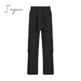 Ingvn - Fashion Women’s Jeans Y2K High Street Waist Denim Trousers Drawstring Flap Pocket Baggy