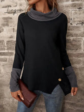 Ingvn - Female Waffle Check Double-Layer Loose Autumn Winter Long Sleeve T-Shirts Vintage Medium