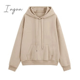 Ingvn - Fleece Tracksuits Women Two Pieces Set Hooded Oversized Sweatshirt Pants Solid Color Hoodie