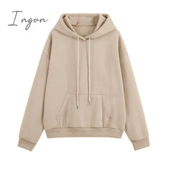 Ingvn - Fleece Tracksuits Women Two Pieces Set Hooded Oversized Sweatshirt Pants Solid Color Hoodie