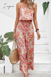 Ingvn - Floral Square Neck Sleeveless Jumpsuit / S