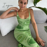 Ingvn - Floral Summer Women’s Dress Sexy Strapless High Waist Elegant Party Dresses Lace Trim