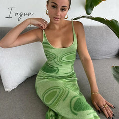 Ingvn - Floral Summer Women’s Dress Sexy Strapless High Waist Elegant Party Dresses Lace Trim