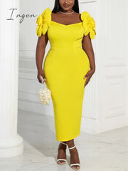 Ingvn - Formal Dress For Women Evening Party Flower Applique Sleeveless Elegant Long Dresses Night