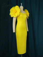 Ingvn - Formal Dress For Women Evening Party Flower Applique Sleeveless Elegant Long Dresses Night
