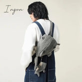 Ingvn - Funny Shark Shaped Crossbody Canvas Bag Fashion Cute Cartoon Crossobdy Bags Women Men