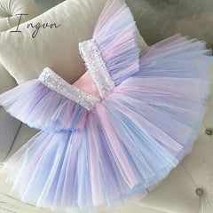 Ingvn - Girls Ruffles Princess Dress For Kids Wedding Elegant Party Tutu Prom Gown Children