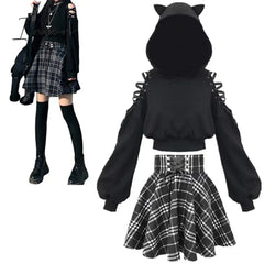 Ingvn - Gothic Lolita Skirt Female S - Xl Multi - Size Autumn And Winter High Waist Lace - Up Short