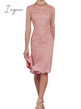 Ingvn - Half Sleeves Chiffon Mother Of The Bride Dresses Knee Length Formal Dress Party Dinner Prom