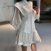 Ingvn - High - End Custom Fashion Runway Dresses Stereoscopic Cut Slender Button With Bubble