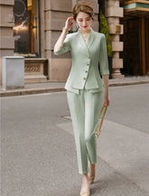Ingvn - High Quality Casual Womenโs Suit Pants Two Piece Set New Summer Elegant Ladies White