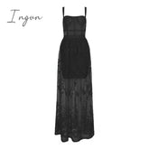Ingvn - High Quality Red White Black Lace Sleeveless Hollow Out Long Rayon Bandage Dress Evening
