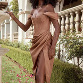 Ingvn - High Quality Satin Bodycon Dress Women Party New Arrivals Midi House Of Cb Celebrity