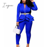Ingvn - High Quality Sexy Business Suits For Women Solid Black White Office Ladies 2 Piece Sets