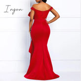 Ingvn - High Quality Summer New Red Elegant Women Party Dresses Sexy Low Cut Mermaid Beaded Lace