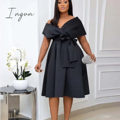 Ingvn - High Quality Women Dress Bow Elegant Wedding Party Dresses For Plus Size S - Xxxl Clothing