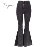 Ingvn - High Quality Women Retro High Waist Jeans Spring Autumn Stretch Wash Thin Wide Leg Pants