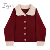 Ingvn - High Quality Women’s Cashmere Sweater Loose Casual Turn-Down Collar Single Breasted