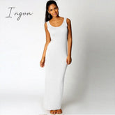 Ingvn - High Stretch Tank Robe Spring Summer Thin Long Dress Vestidos Elegant Women Sexy O - Neck