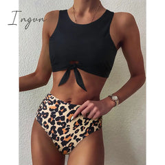 Ingvn - High Waist Bikini Leopard Swimsuit Women Floral Print Neck Push Up Swimwear Snake Bathing