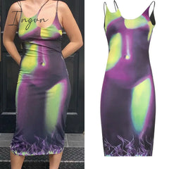 Ingvn - Hipster Bodycon Print Irregular Dress Women Sexy Sleeveless Sheath Body - Shaping Dresses