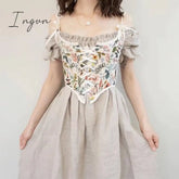 Ingvn - Hot Sale Spring Designer Vintage Print Halter Camis Women Bandage Floral Corset Shirts