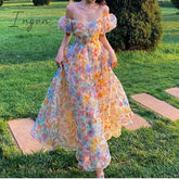 Ingvn - Hot Sale Summer Floral Design Elegant Midi Dresses Women Office Lady One Piece Dress Korean