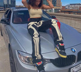 Ingvn - Hot Sell Quality Gitana Autumn Skeleton Print Vintage Women’s Jeans Low Waist Pants