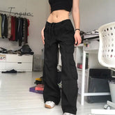 Ingvn - Hot Sell Quality Grunge Streetwear Cargo Pants Woman Low Waist Baggy Mom Jeans Vintage 90S