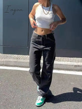 Ingvn - Hot Sell Quality Low Waist Jeans Women Baggy 2023 New Fashion Straight Leg Pants Y2K Denim