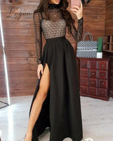 Ingvn - Hot Women Transparent Bandage Bodycon Long Sleeve Party Slim Stretch Ladies Dresses