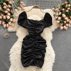 Ingvn - Ins Fashion Sexy Mini Bandage Dress Women Summer Slim Ruched Club Sheath Off Shoulder Pink