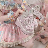Ingvn - Japanese Sweet 2024 New Lolita Girls’ Shoe Pu Cos Loli Tea Party Rabbit Ear Heel 5-8Cm