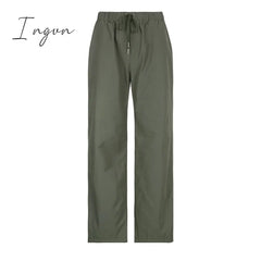 Ingvn - Joggers Baggy Wide Leg Sweatpants Sets Loose Drawstring Low Waist Streetwear Cargo Pants