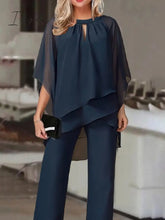 Ingvn - Jumpsuits For Women Summer Dressy Solid Color Round Neck Elegant Daily Vacation Straight