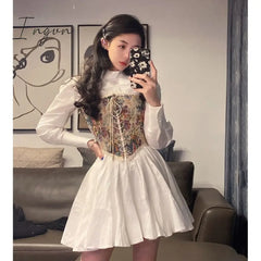 Ingvn - Korean Vintage Kawali Dress Women Elegant Casual Summer Print Floral Mini Female Pretty