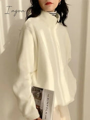Ingvn - Korean Warm Fleece Hoodies Women Casual Kpop Fashion Plus Velevt Sweatshirt Top Autumn