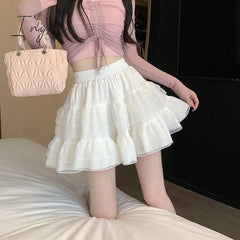 Ingvn - Lace High Waisted Skirt For Women 2023 New Elegant Fashion Ball Gown Skirts Chic A Line
