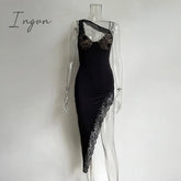 Ingvn - Lace Strapless Party Dresses Women Sexy Hollow Out Birthday Outfits Lady Casual Sleeveless