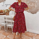 Ingvn - Ladies Bohemian Leopard Print Shirt Dress Women Casual Midi Holiday Summer Female A-Line