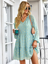 Ingvn - Ladies Vintage Dot Print Short Spring Autumn Boho Chiffon Dress Women Casual Party Sundress