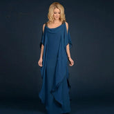 Ingvn - Latest Elegant Sleeveless Mother Of The Bride Dresses Jewel Neck Cowl Back Tiered Wedding