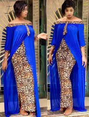Ingvn - Leopard Loose Bodycon Fashion Outdoor Womenmaxi Dress Leisure Patchwork Strapless Sexy