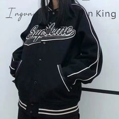 Ingvn - Letter Print High Street Long Sleeve Bomber Jacket Women Autumn New Fashion Brand Sports