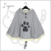 Ingvn - Lolita Cloak Harajuku Hoody Japanese Angry Cat Christmas Deer Fleece Cape Loose Pullover