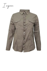 Ingvn - Long Sleeve Solid Color Jacket Tops(4 Colors) S / Gray Tops
