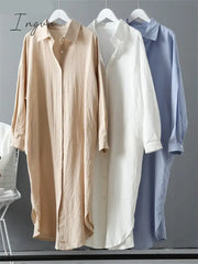 Ingvn - Long Sleeve Women Shirt Dress Spring Autumn Casual Buttons Loose Clothes Robe Femme Vestido
